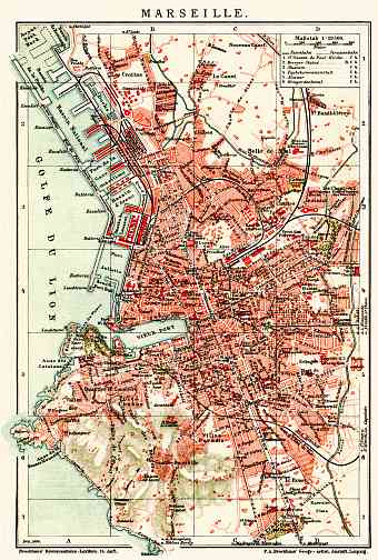 Marseille city map, 1904