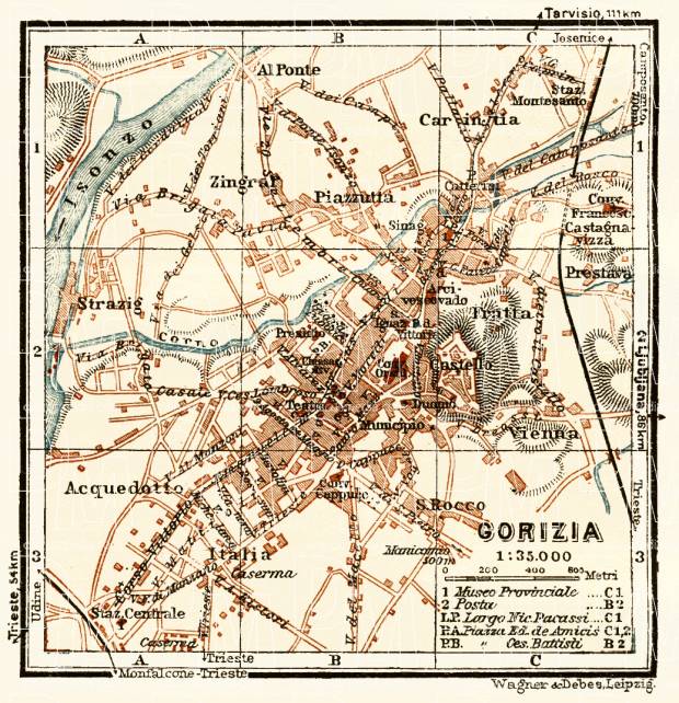 Gorizia (Görz) town plan, 1929. Use the zooming tool to explore in higher level of detail. Obtain as a quality print or high resolution image