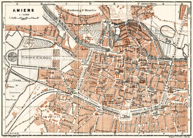 Amiens city map, 1913. Use the zooming tool to explore in higher level of detail. Obtain as a quality print or high resolution image