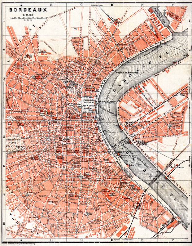 Bordeaux city map, 1885. Use the zooming tool to explore in higher level of detail. Obtain as a quality print or high resolution image