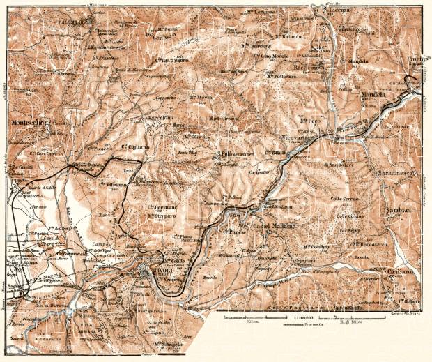Sabine hills with Tivoli map, 1909. Use the zooming tool to explore in higher level of detail. Obtain as a quality print or high resolution image