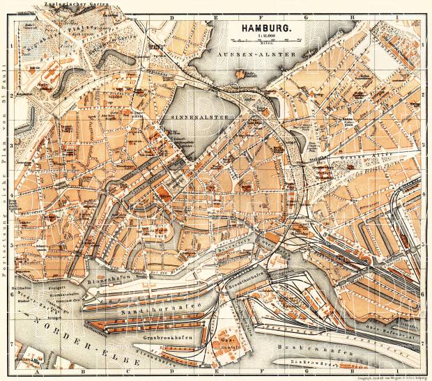 Hamburg city map, 1887. Use the zooming tool to explore in higher level of detail. Obtain as a quality print or high resolution image