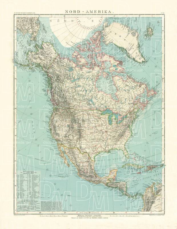 North America Map, 1905. Use the zooming tool to explore in higher level of detail. Obtain as a quality print or high resolution image