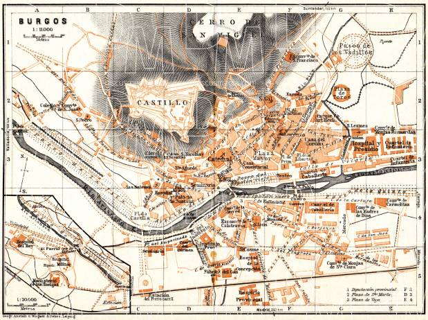 Burgos city map, 1929. Use the zooming tool to explore in higher level of detail. Obtain as a quality print or high resolution image