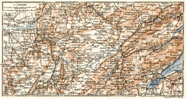 Jura department map (northern part), 1909. Use the zooming tool to explore in higher level of detail. Obtain as a quality print or high resolution image