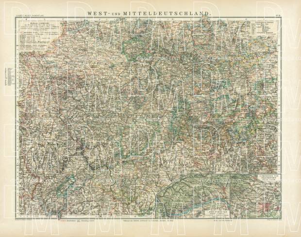 Western and Central Germany Map, 1905. Use the zooming tool to explore in higher level of detail. Obtain as a quality print or high resolution image