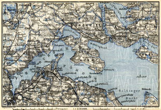 Flensburg and environs map, 1887. Use the zooming tool to explore in higher level of detail. Obtain as a quality print or high resolution image