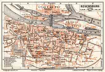 Regensburg city map, 1906