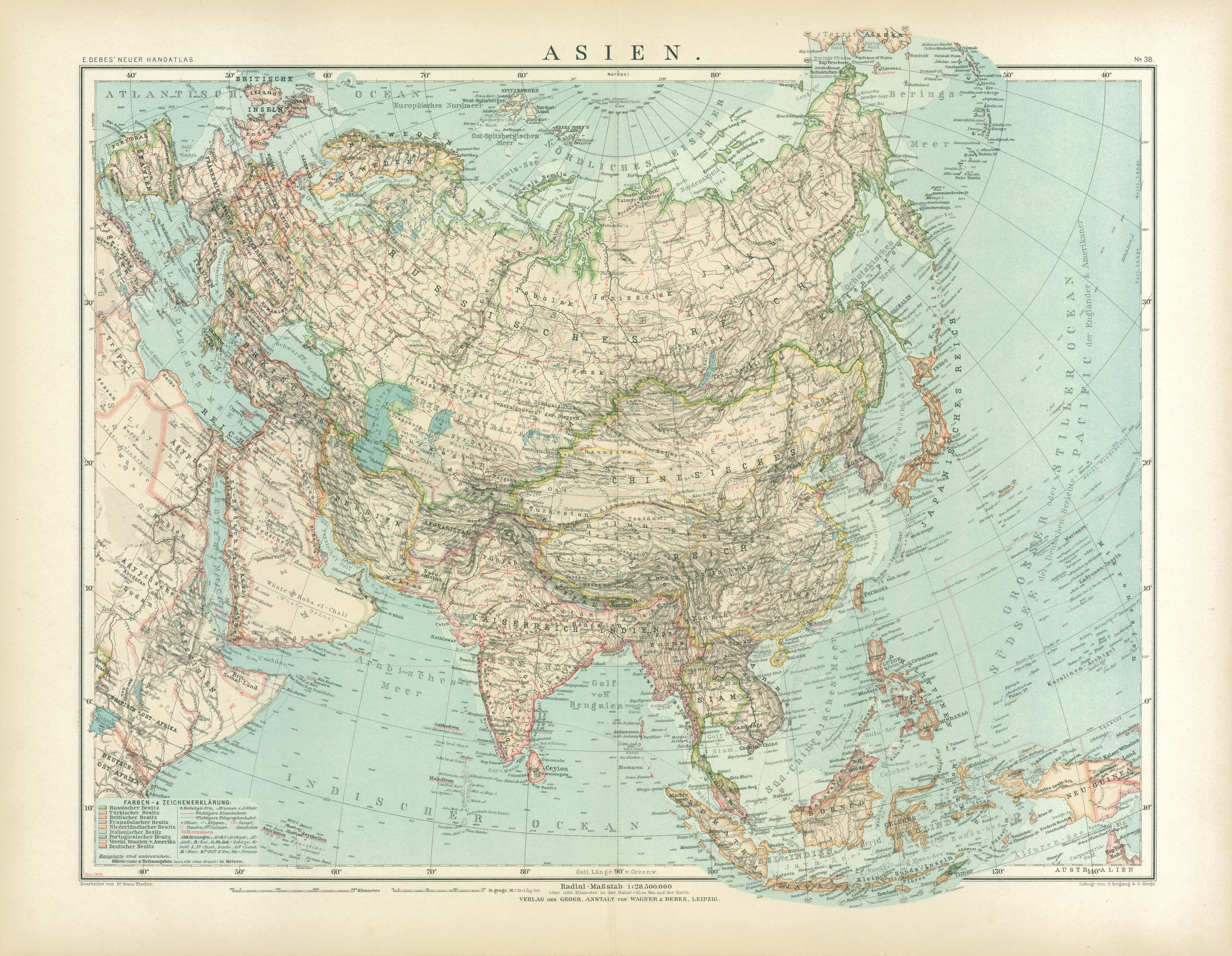 Asia General Map, 1905