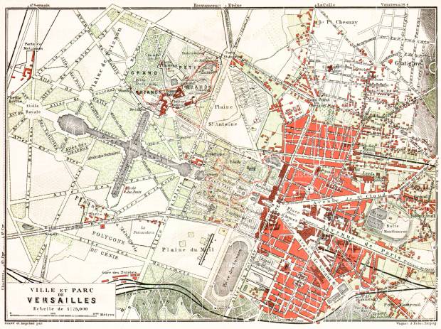 Versailles city and park map, 1910. Use the zooming tool to explore in higher level of detail. Obtain as a quality print or high resolution image