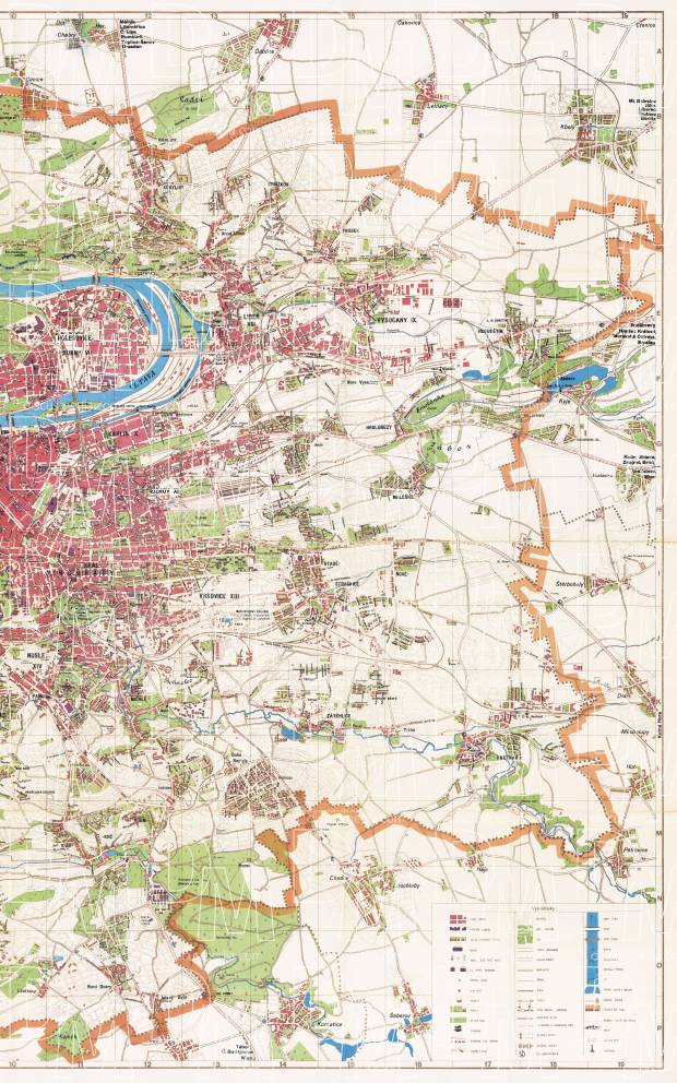 Prague (Praha) city map, 1939 - RIGHT HALF. Use the zooming tool to explore in higher level of detail. Obtain as a quality print or high resolution image