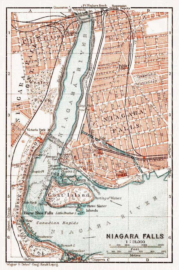 Niagara Falls city map, 1907. Use the zooming tool to explore in higher level of detail. Obtain as a quality print or high resolution image