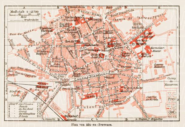 Aix-en-Provence city map, 1913. Use the zooming tool to explore in higher level of detail. Obtain as a quality print or high resolution image