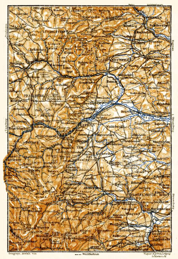 Pfalzburg - Wasselnheim district map, 1905. Use the zooming tool to explore in higher level of detail. Obtain as a quality print or high resolution image