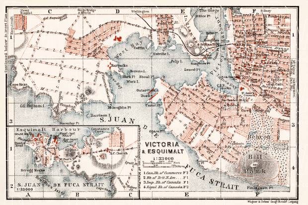 Victoria (Victoria and Esquimalt) city map, 1907. Use the zooming tool to explore in higher level of detail. Obtain as a quality print or high resolution image