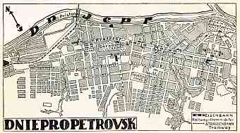 Dnepropetrovsk (Днiпропетровськ, Dnipropetrovsk) city map, 1928