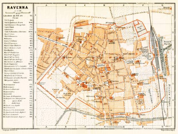 Ravenna city map, 1898. Use the zooming tool to explore in higher level of detail. Obtain as a quality print or high resolution image