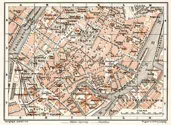 Copenhagen (Kjöbenhavn, København) central part map, 1911