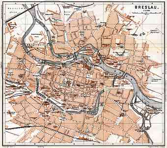 Breslau (Wrocław) city map, 1887