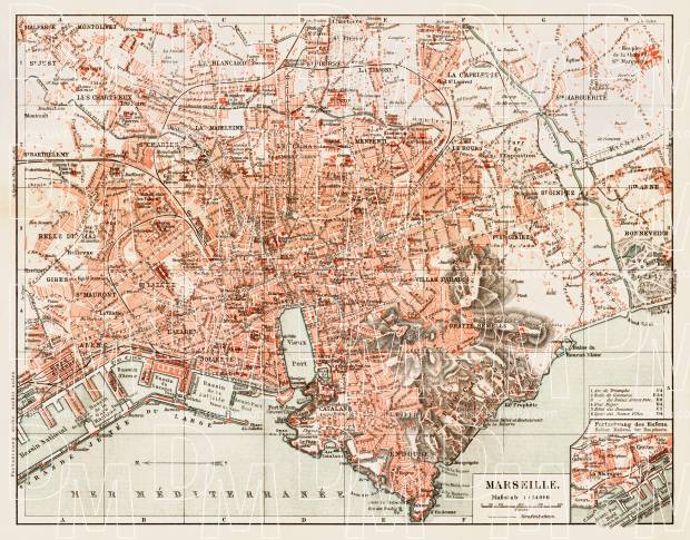 Marseille city map, 1913. Use the zooming tool to explore in higher level of detail. Obtain as a quality print or high resolution image