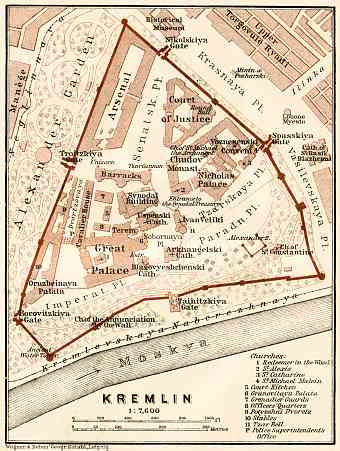 Moscow Kremlin map, 1914