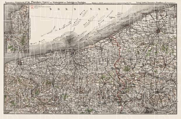 Map of Flanders, 1916. Use the zooming tool to explore in higher level of detail. Obtain as a quality print or high resolution image