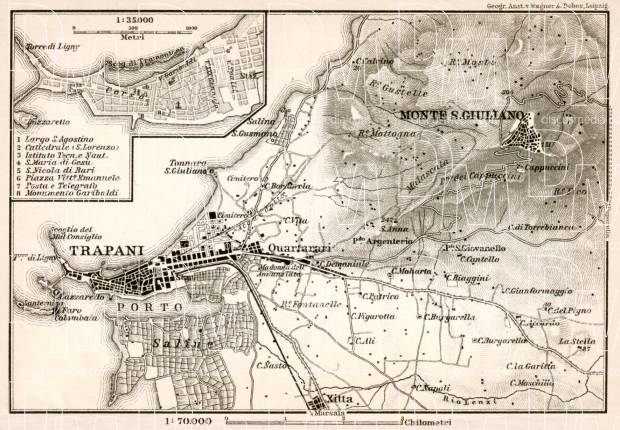 Trapani and environs map, 1912. Use the zooming tool to explore in higher level of detail. Obtain as a quality print or high resolution image