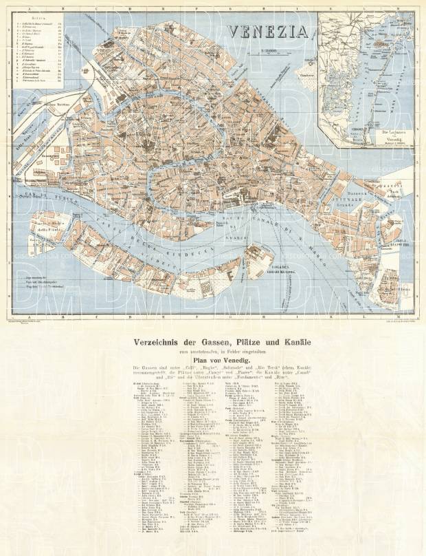 Venice city map, 1930. Use the zooming tool to explore in higher level of detail. Obtain as a quality print or high resolution image