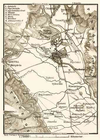 Sparta, town plan and site map, 1908