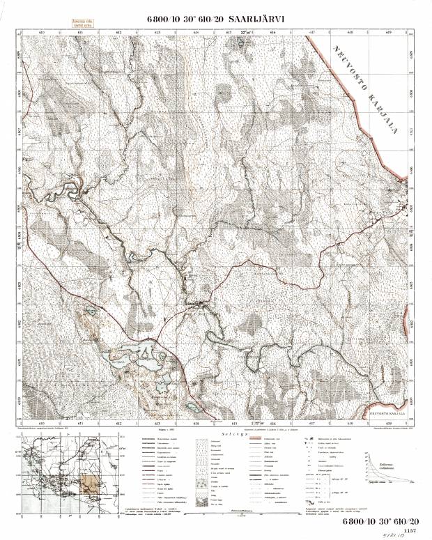 Sarijarvi Lake. Saarijärvi. Topografikartta 512110. Topographic map from 1940. Use the zooming tool to explore in higher level of detail. Obtain as a quality print or high resolution image