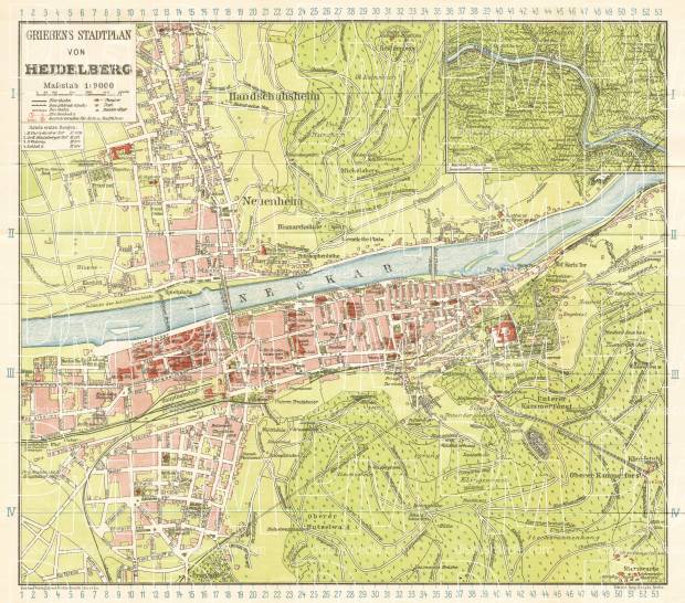 Heidelberg city map, 1927. Use the zooming tool to explore in higher level of detail. Obtain as a quality print or high resolution image
