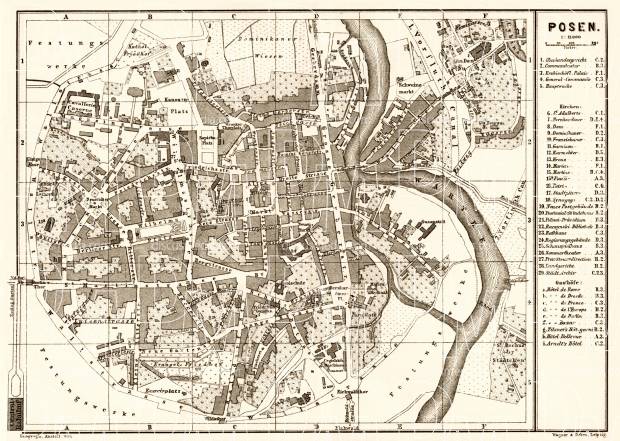 Posen (Poznań) city map, 1887. Use the zooming tool to explore in higher level of detail. Obtain as a quality print or high resolution image