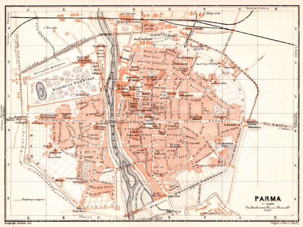 Parma city map, 1908. Use the zooming tool to explore in higher level of detail. Obtain as a quality print or high resolution image