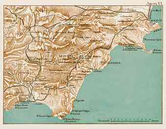 South Crimea: Sudak - Theodosia district map, 1904
