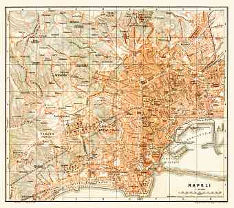 Naples (Napoli) city map, 1912