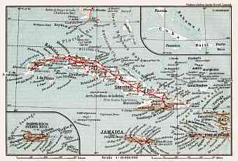 Map of Cuba with Porto Rico, 1909