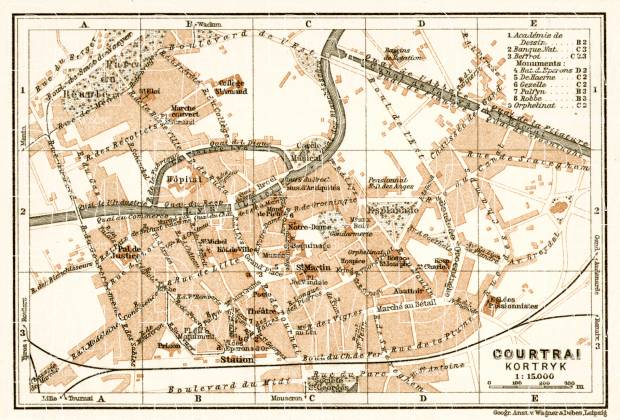 Kortrijk city map, 1909. Use the zooming tool to explore in higher level of detail. Obtain as a quality print or high resolution image