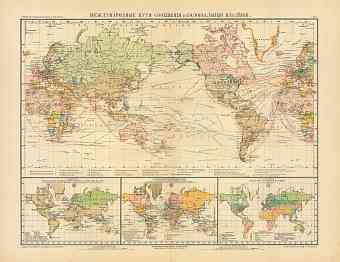 World Map of the International Transport and Colonial Possessions (in Russian), 1910