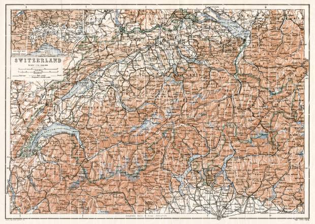 Switzerland, general map, 1909. Use the zooming tool to explore in higher level of detail. Obtain as a quality print or high resolution image