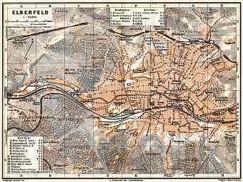 Elberfeld city map, 1905