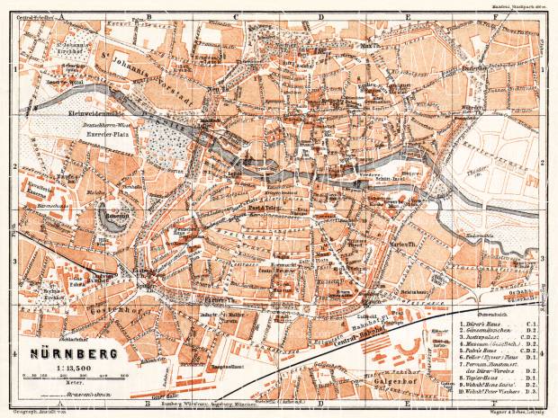 Nürnberg (Nuremberg) city map, 1906. Use the zooming tool to explore in higher level of detail. Obtain as a quality print or high resolution image