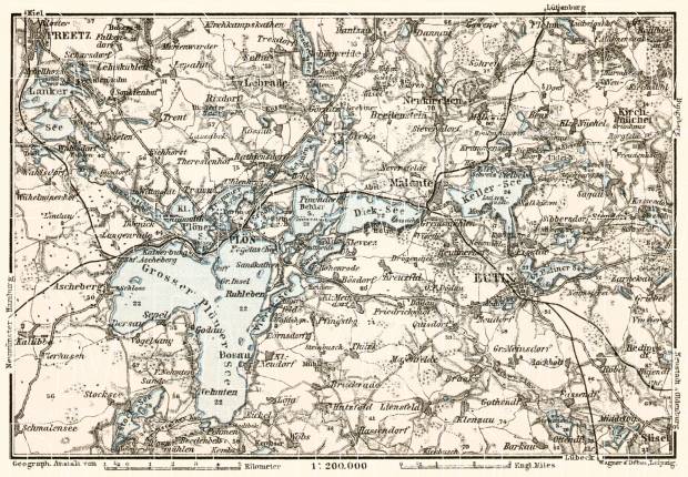 Plön, Eutin and environs map, 1911. Use the zooming tool to explore in higher level of detail. Obtain as a quality print or high resolution image