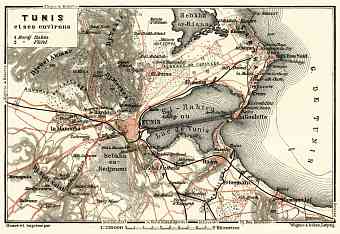 Map of the environs of Tunis, 1909