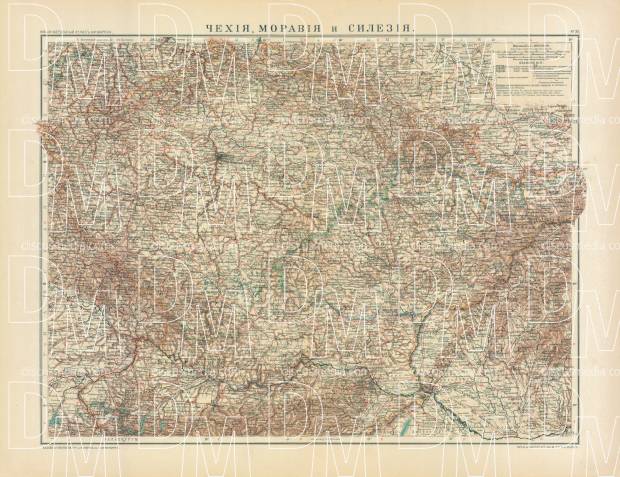 Bohemia, Moravia and Silesia Map (in Russian), 1910. Use the zooming tool to explore in higher level of detail. Obtain as a quality print or high resolution image