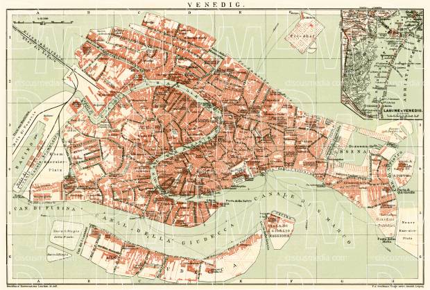 Venice city map, 1908. Use the zooming tool to explore in higher level of detail. Obtain as a quality print or high resolution image