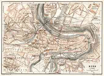 Bern (Berne) city map, 1909
