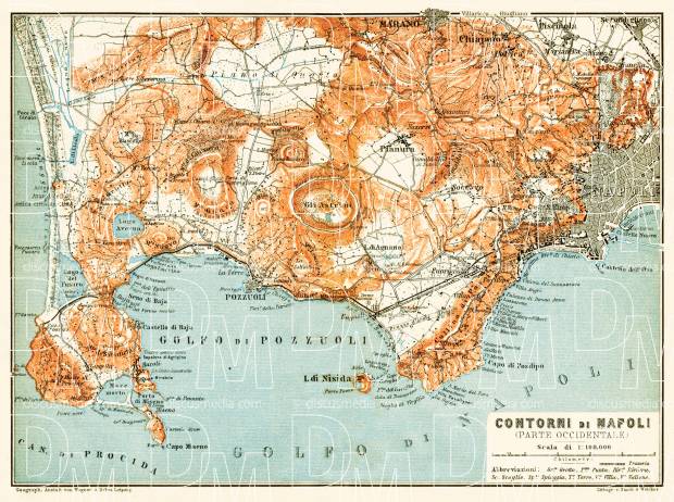 Naples (Napoli) western environs map, 1912. Use the zooming tool to explore in higher level of detail. Obtain as a quality print or high resolution image