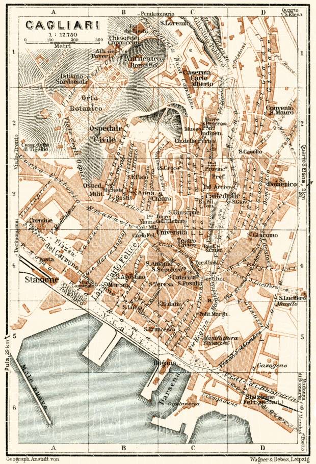 Cagliari city map, 1929. Use the zooming tool to explore in higher level of detail. Obtain as a quality print or high resolution image