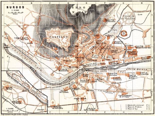 Burgos city map, 1899. Use the zooming tool to explore in higher level of detail. Obtain as a quality print or high resolution image