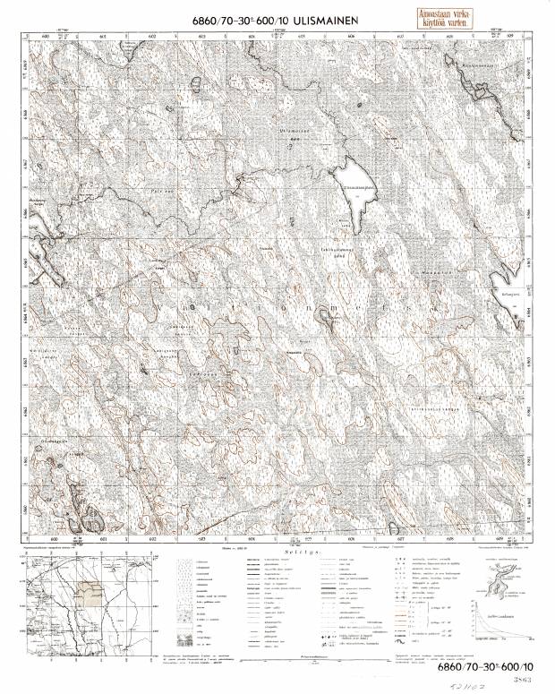 Ulismainen (Ulismaisenjarvi Lake. Ulismainen. Topografikartta 521107. Topographic map from 1940. Use the zooming tool to explore in higher level of detail. Obtain as a quality print or high resolution image